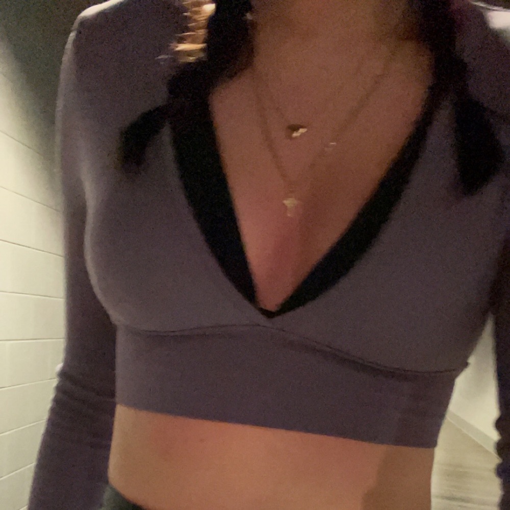 long sleeve purple crop top